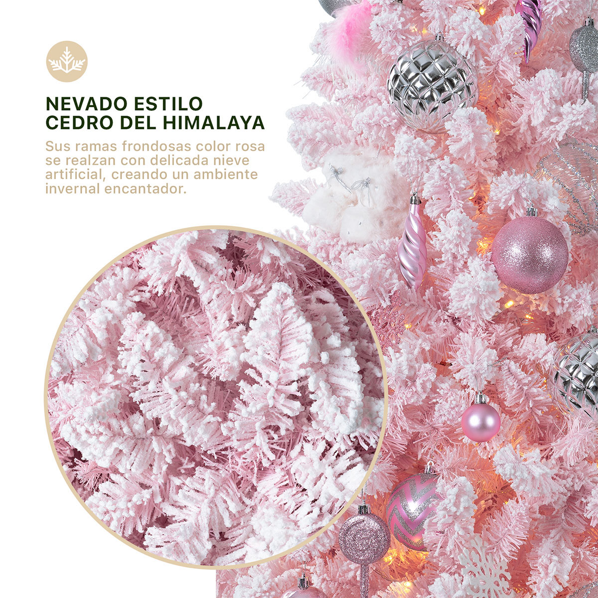 Árbol de Navidad Nevado Pino Navideño 1.8m – Rosa para ESQUIMAL.