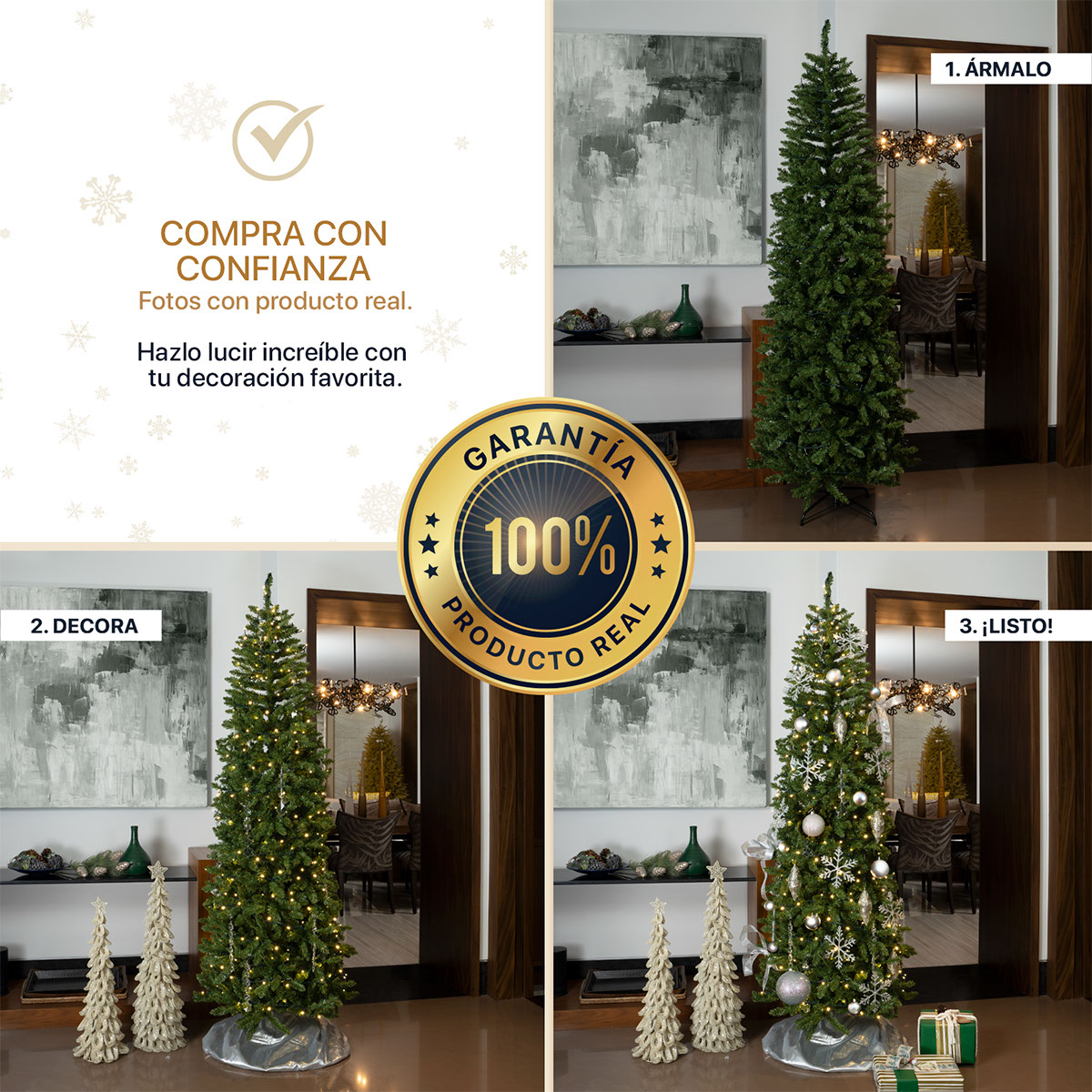 Árbol de Navidad Tipo Lápiz 1.8m Pino Navideño - Verde Oliva para ESQUIMAL