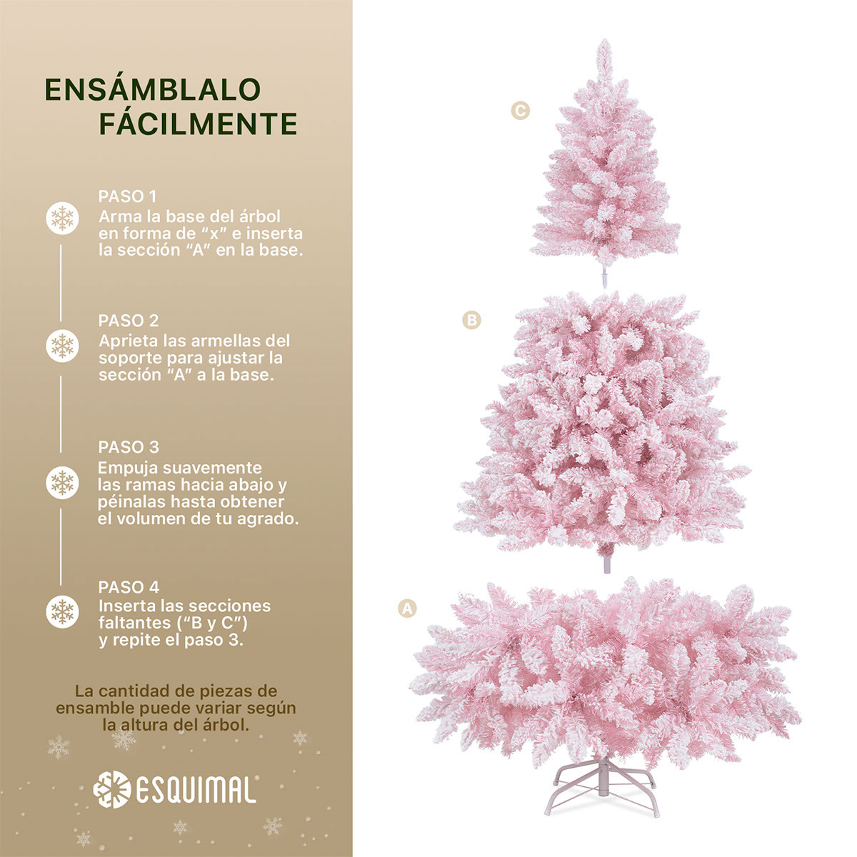 Árbol de Navidad Nevado Pino Navideño 1.8m – Rosa para ESQUIMAL.