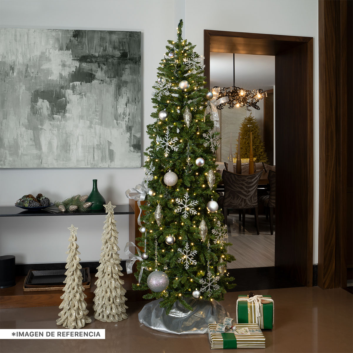Árbol de Navidad Tipo Lápiz 1.8m Pino Navideño - Verde Oliva para ESQUIMAL