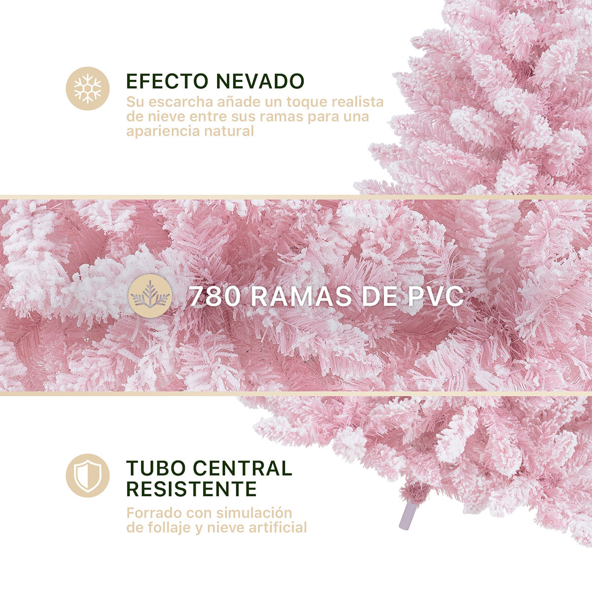 Árbol de Navidad Nevado Pino Navideño 1.8m – Rosa para ESQUIMAL.