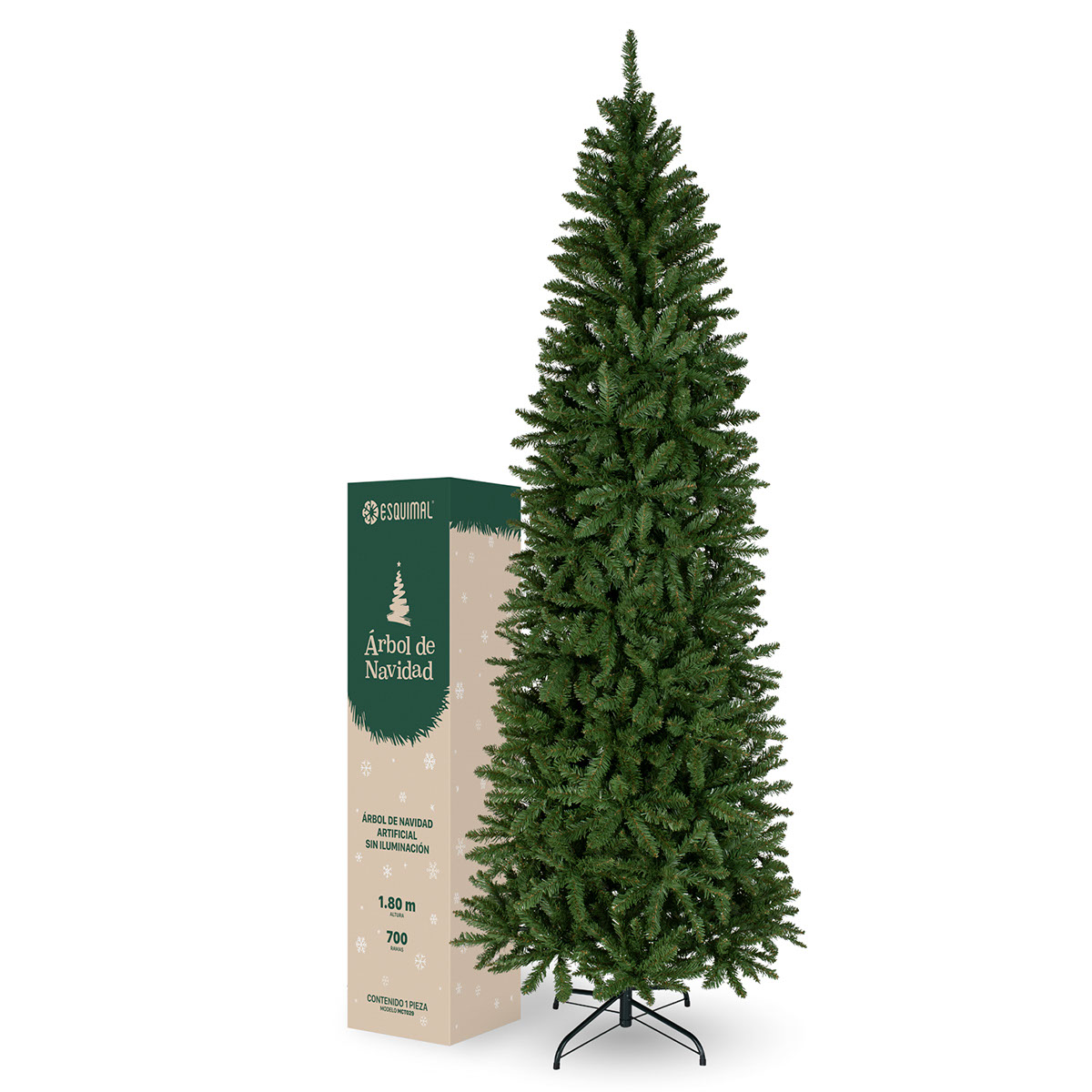 Árbol de Navidad Tipo Lápiz 1.8m Pino Navideño - Verde Oliva para ESQUIMAL