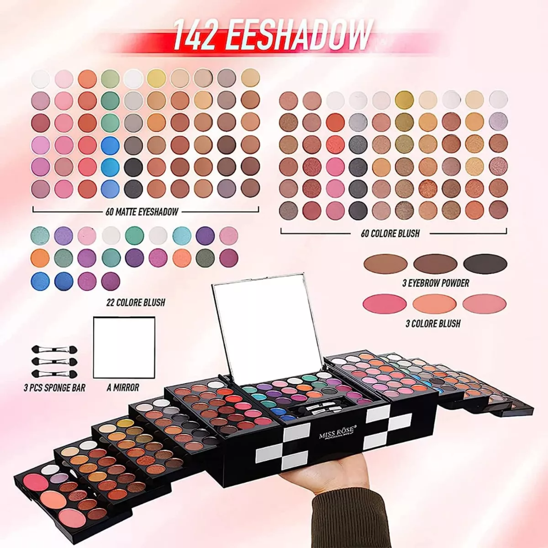 Miss Rose 142 Color Sombra De Ojos Paleta Paleta De Maquilla