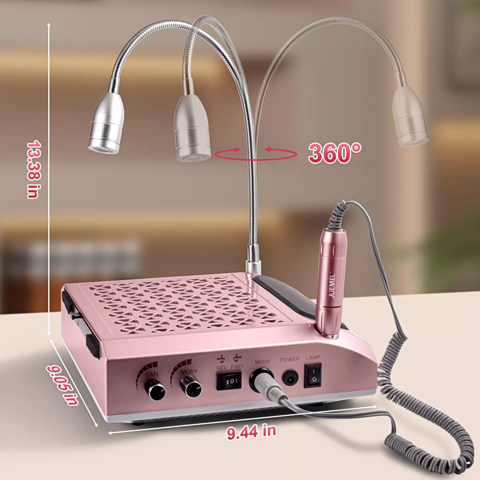 4 en1 Taladro Para Uñas Pulidor Esmeril Drill Profesional Extractor Polvo Acrilicas Juemel M7031