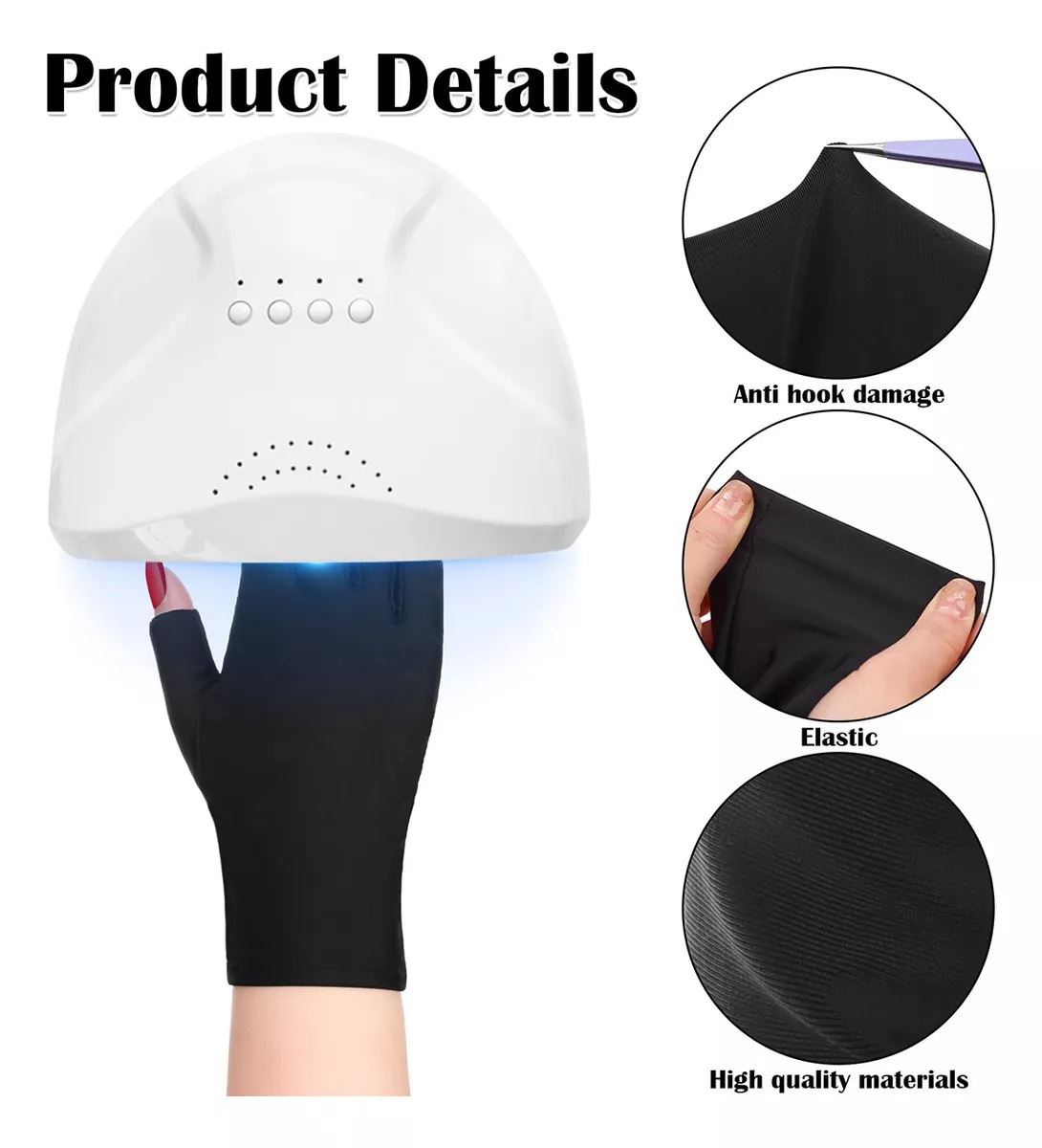 2 Par Guantes Anti-uv Lampara Para Uñas 2 Colors Para Mujer