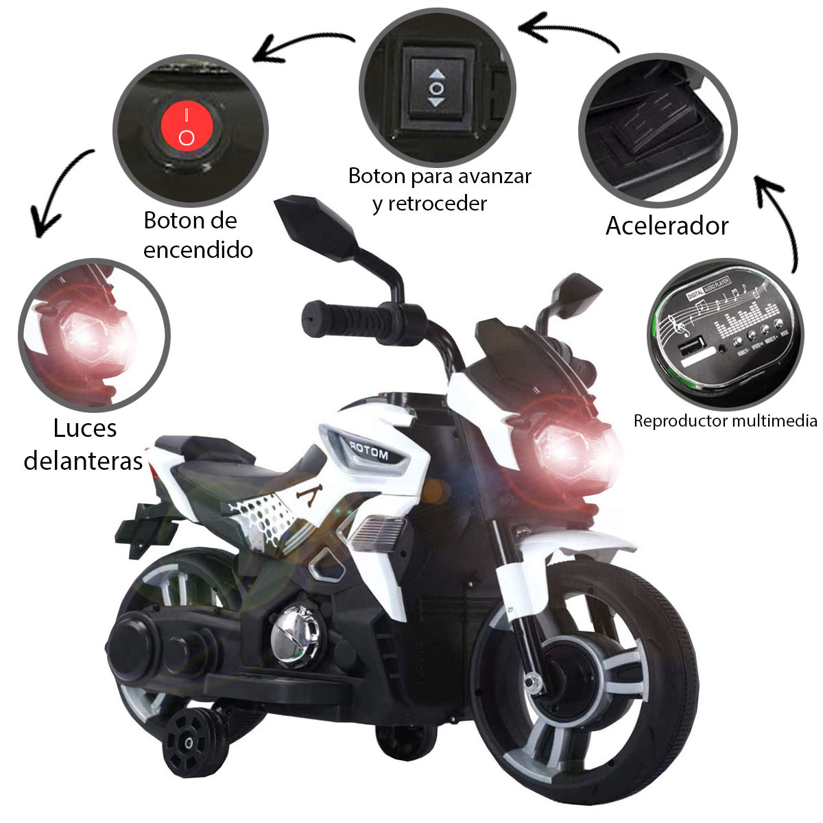 Montable Mini Moto Electrico GB 1188F C-Lee 6v Blanco