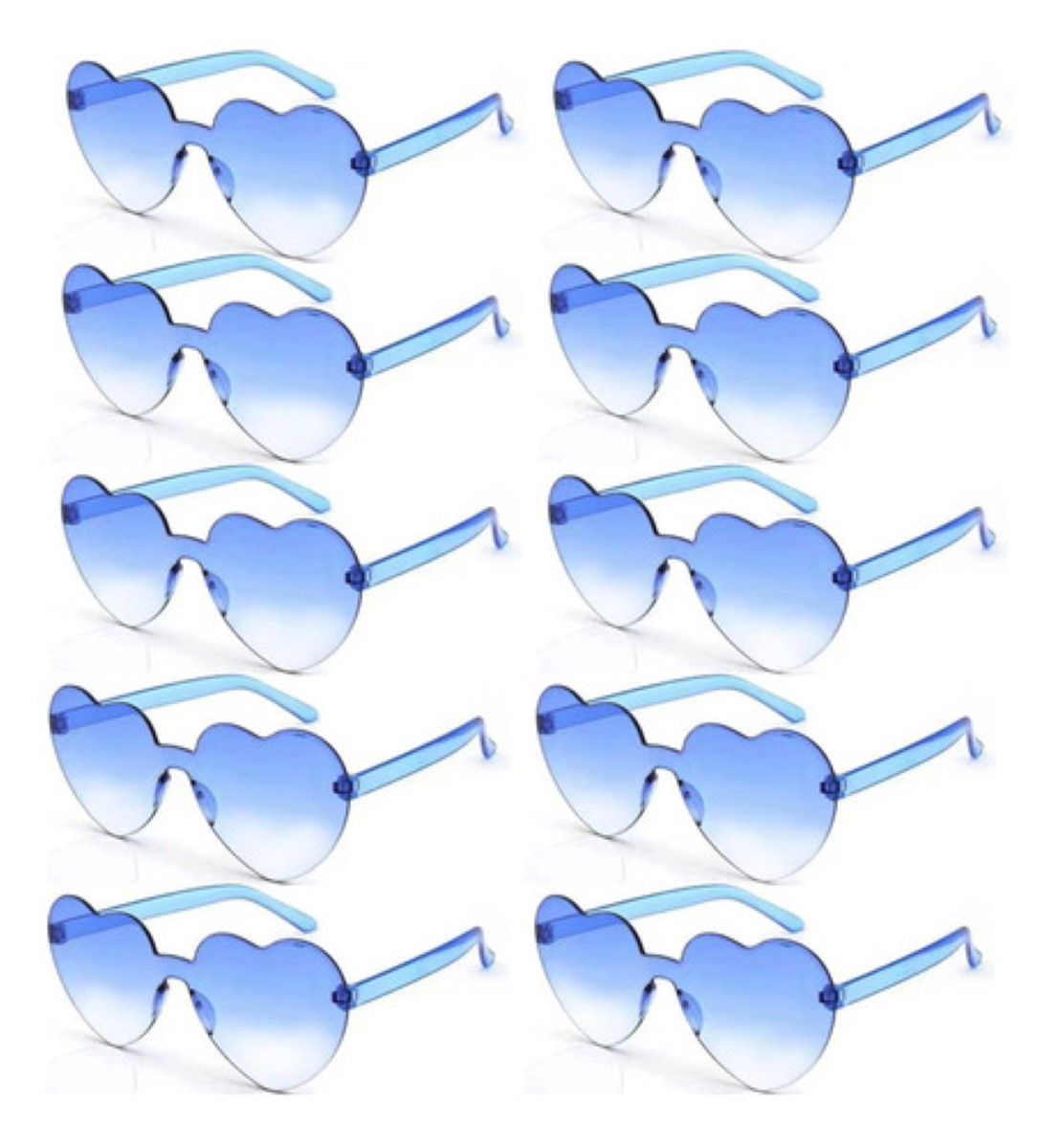 Gafas De Sol De Corazón Accesorios Lentes 10 pares COLOR CELESTE AZUL