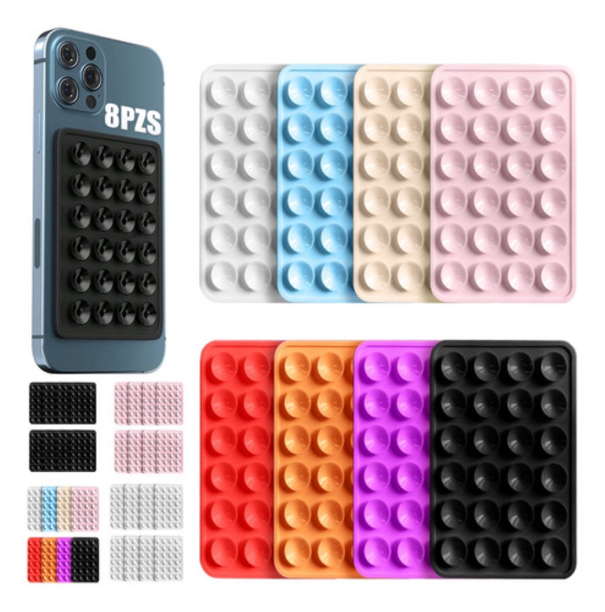 Funda Ventosa De Silicona Soporte Telefono Para Celular 8 pzs 8 Colores