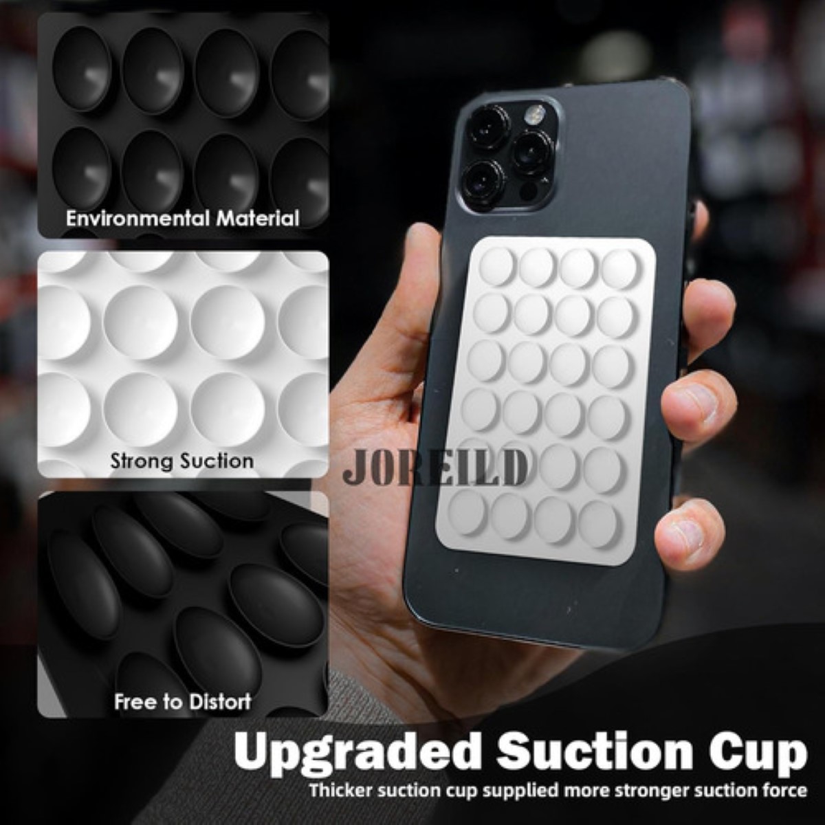 Funda Ventosa De Silicona Soporte Telefono Para Celular 8 pzs NEGRO