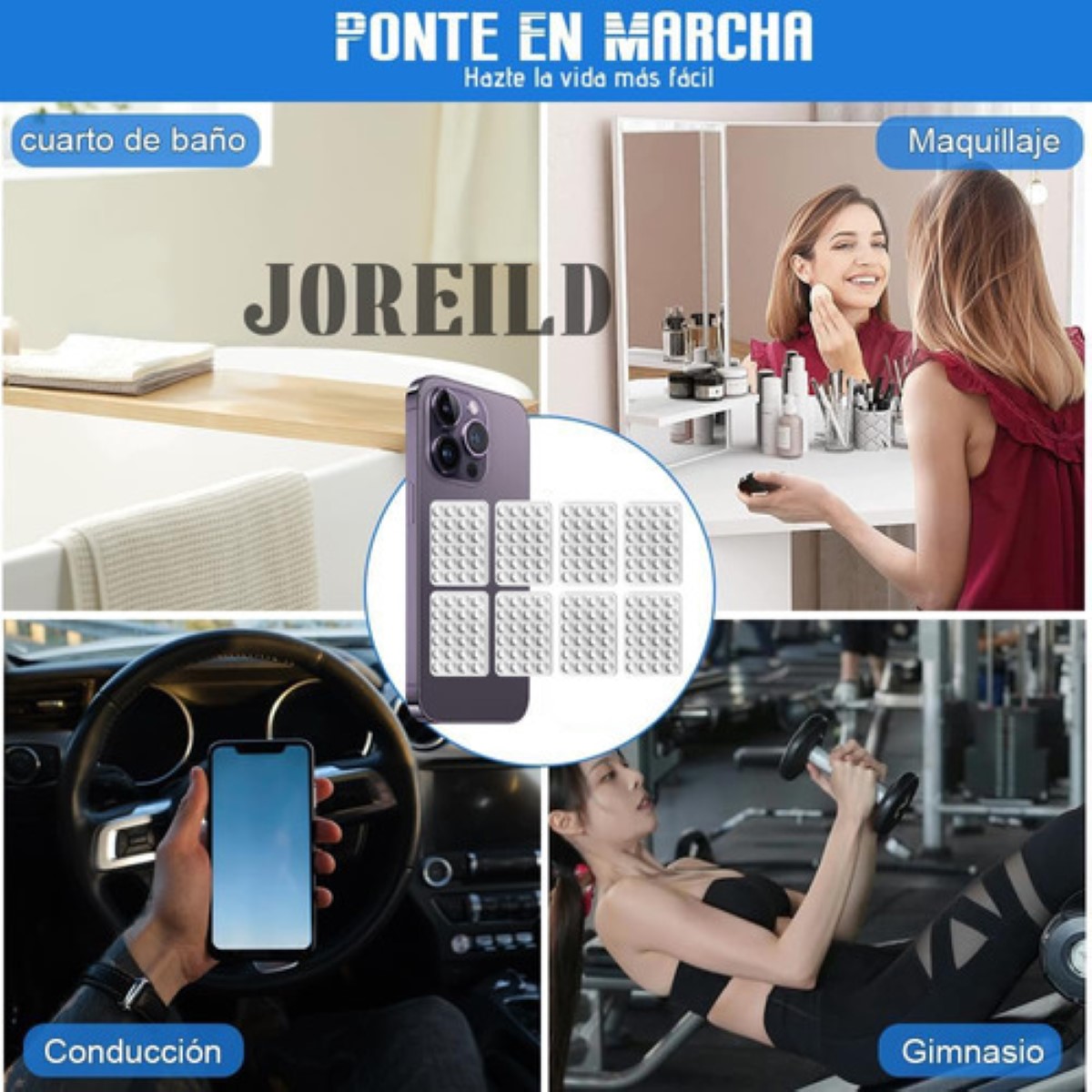 Funda Ventosa De Silicona Soporte Telefono Para Celular 8 pzs NEGRO