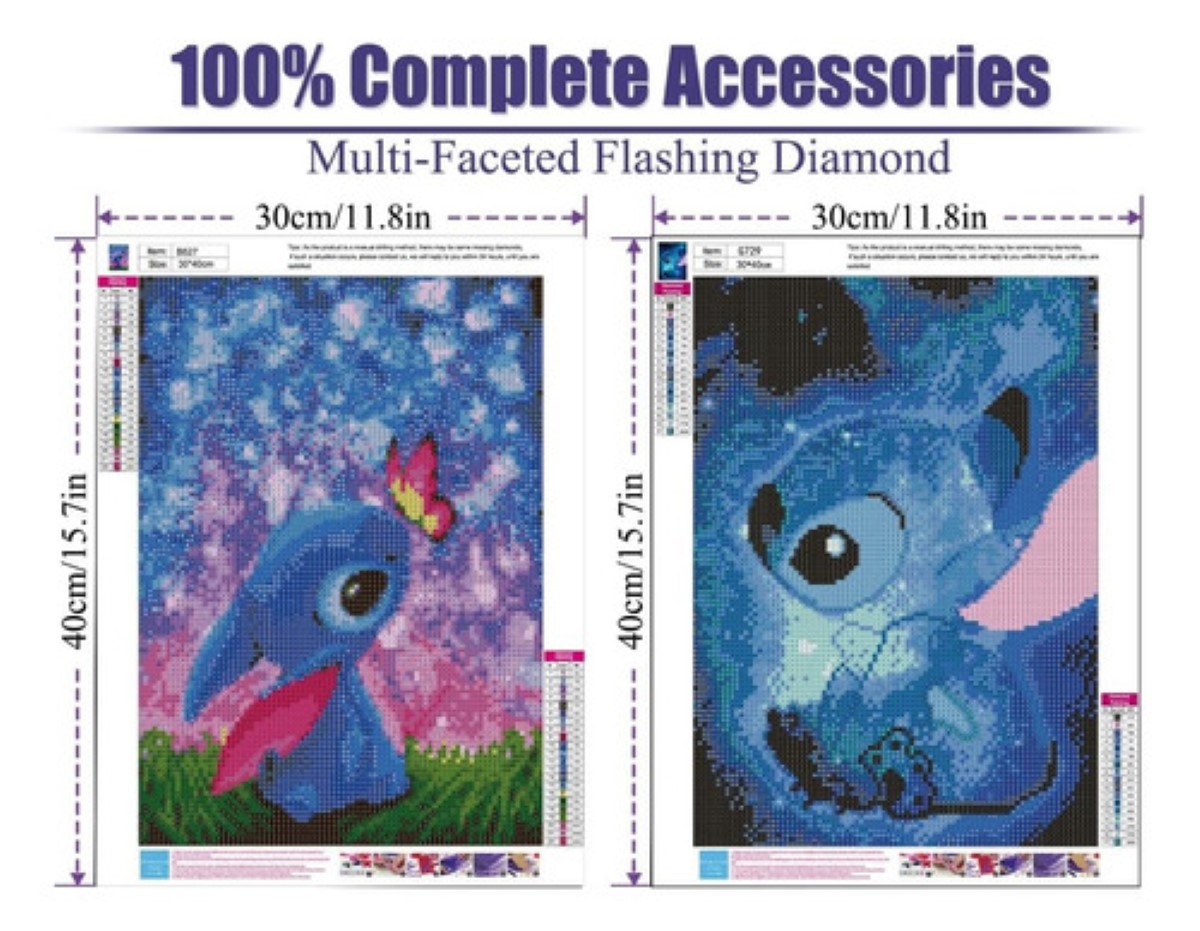 Kits De Pintura Diamantes Para Stitch 5d Diy 40×30 cm 3 pzs COLORES