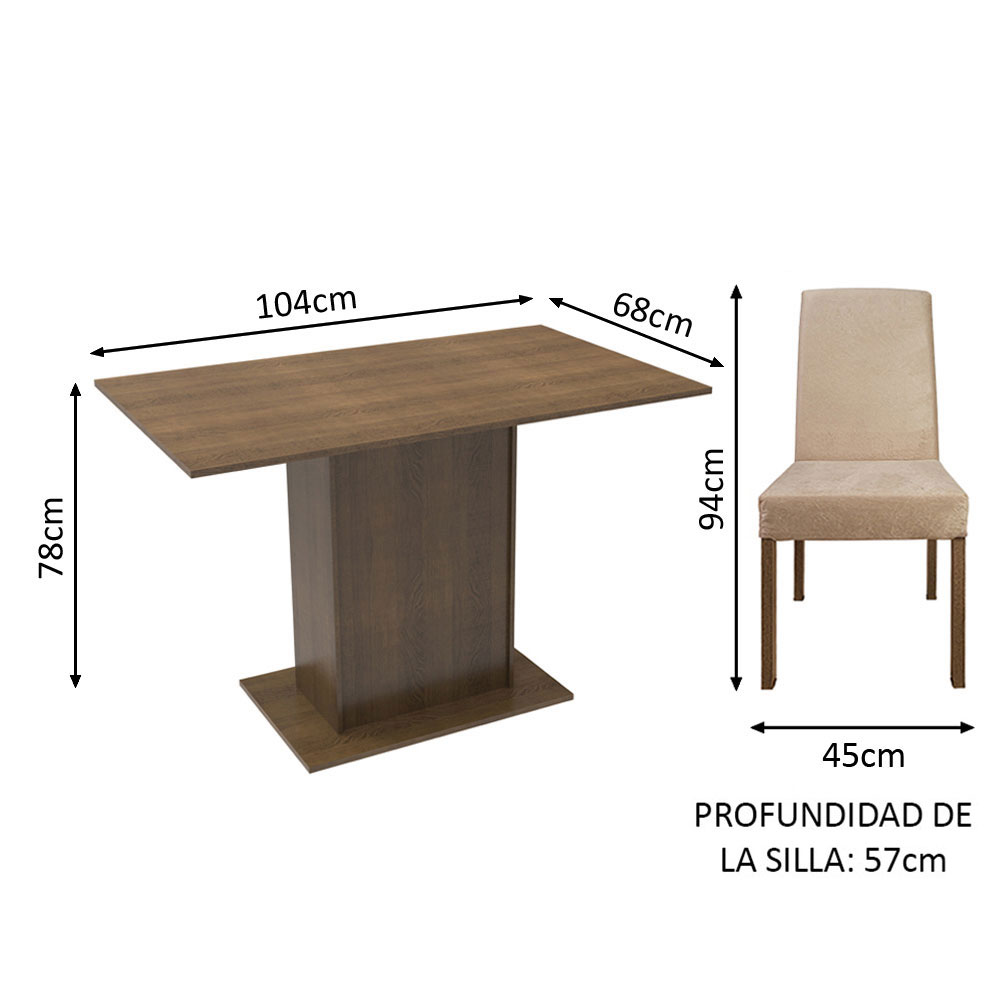 Juego de Comedor con Mesa y 2 Sillas Madesa Manu MCI