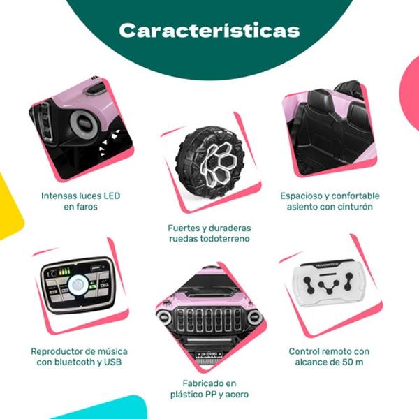 Carro Montable Electrico Control Remoto 4x4 Musica Bluetooth Rosa