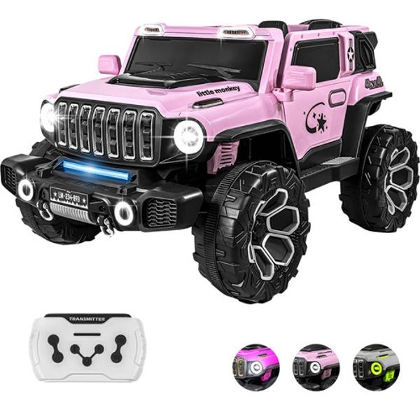 Carro Montable Electrico Control Remoto 4x4 Musica Bluetooth Rosa