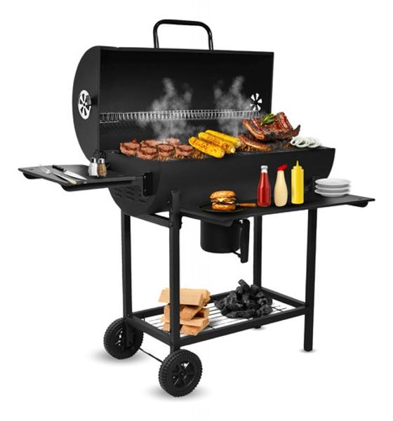 Asador Carbon Ahumador Parrilla 70cm Mesa Frontal + Cenicero