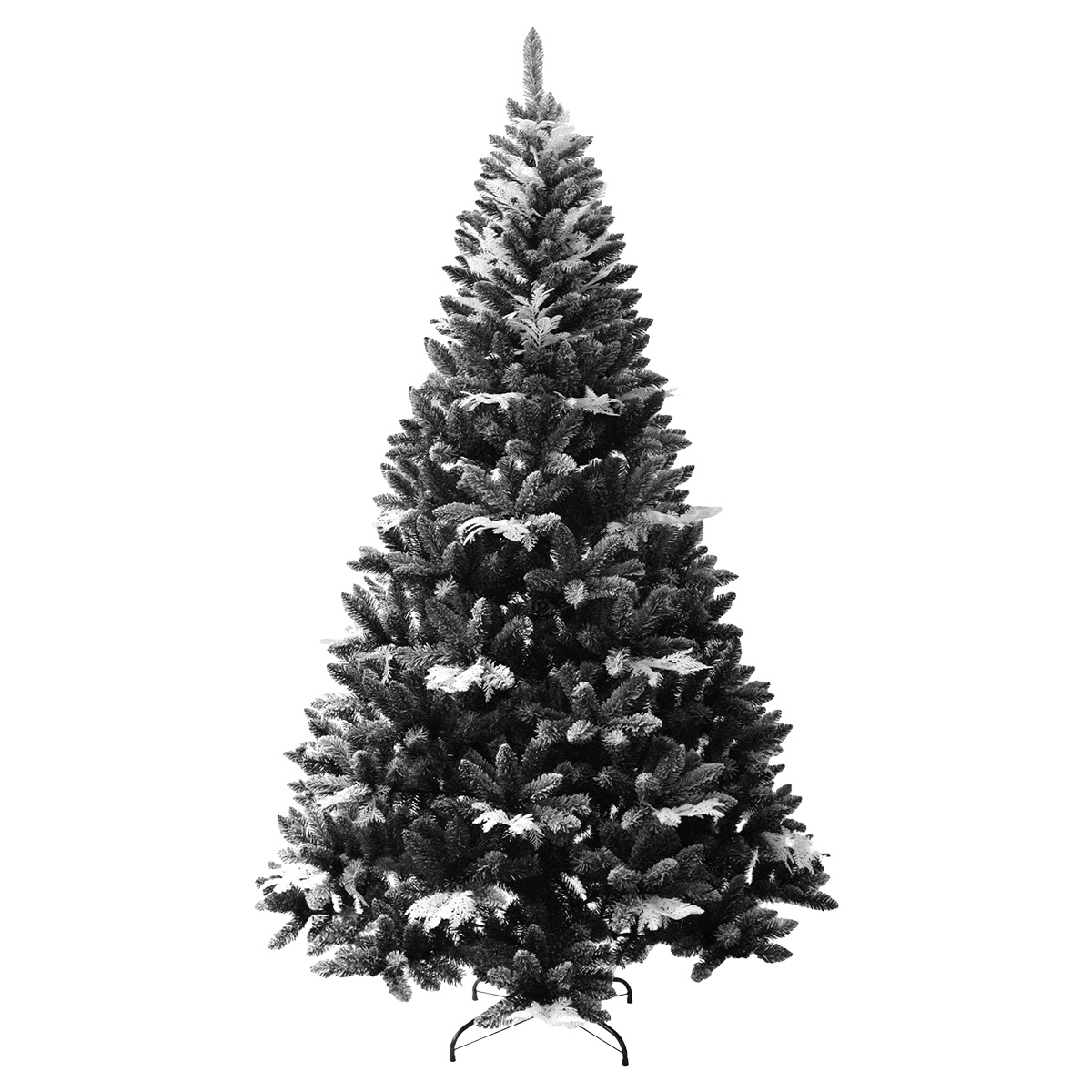 Árbol De Navidad semi Nevado Negro con ramas blancas Black Spruce Premium Pino Navideño 220 Cm De Alto con maleta transportadora Christmas Tree Artego