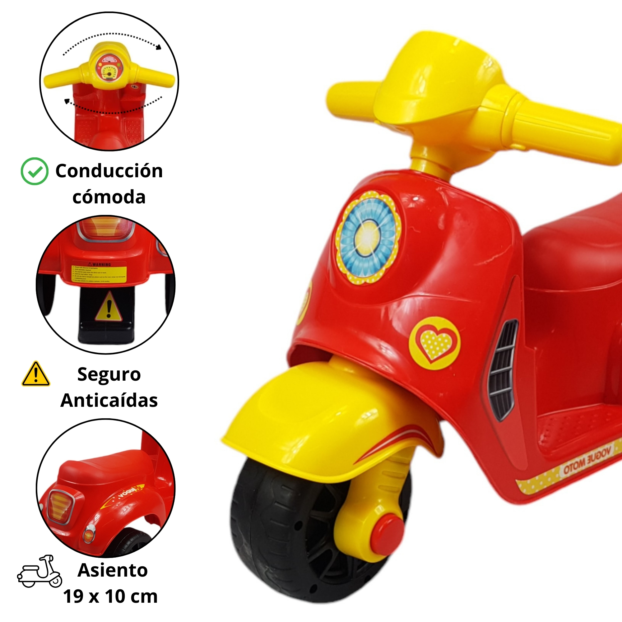 Montable Correpasillos para Niños Juguete de Equilibrio Moto  - Rojo.