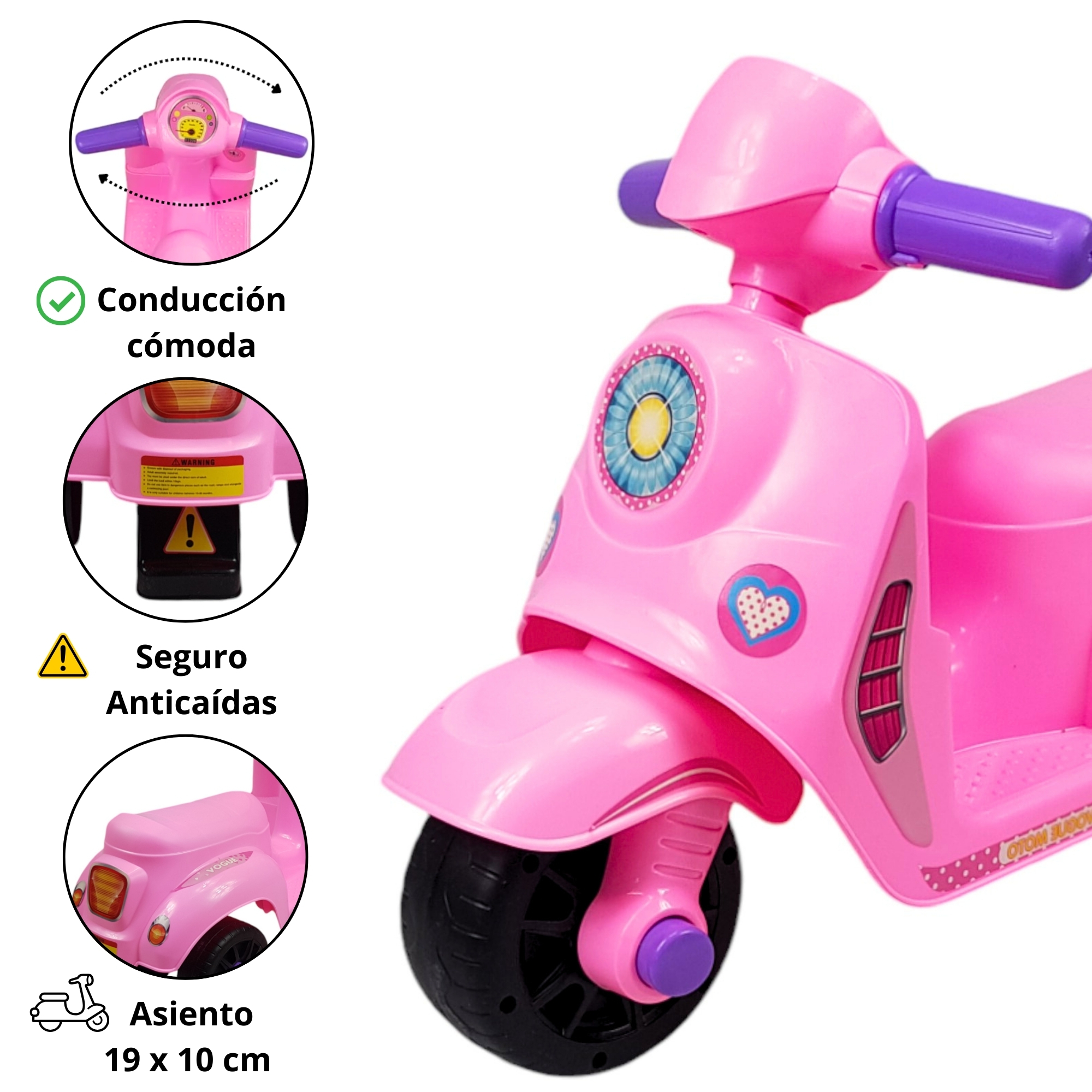 Montable Correpasillos para Ninos Juguete de Equilibrio Moto Rosa