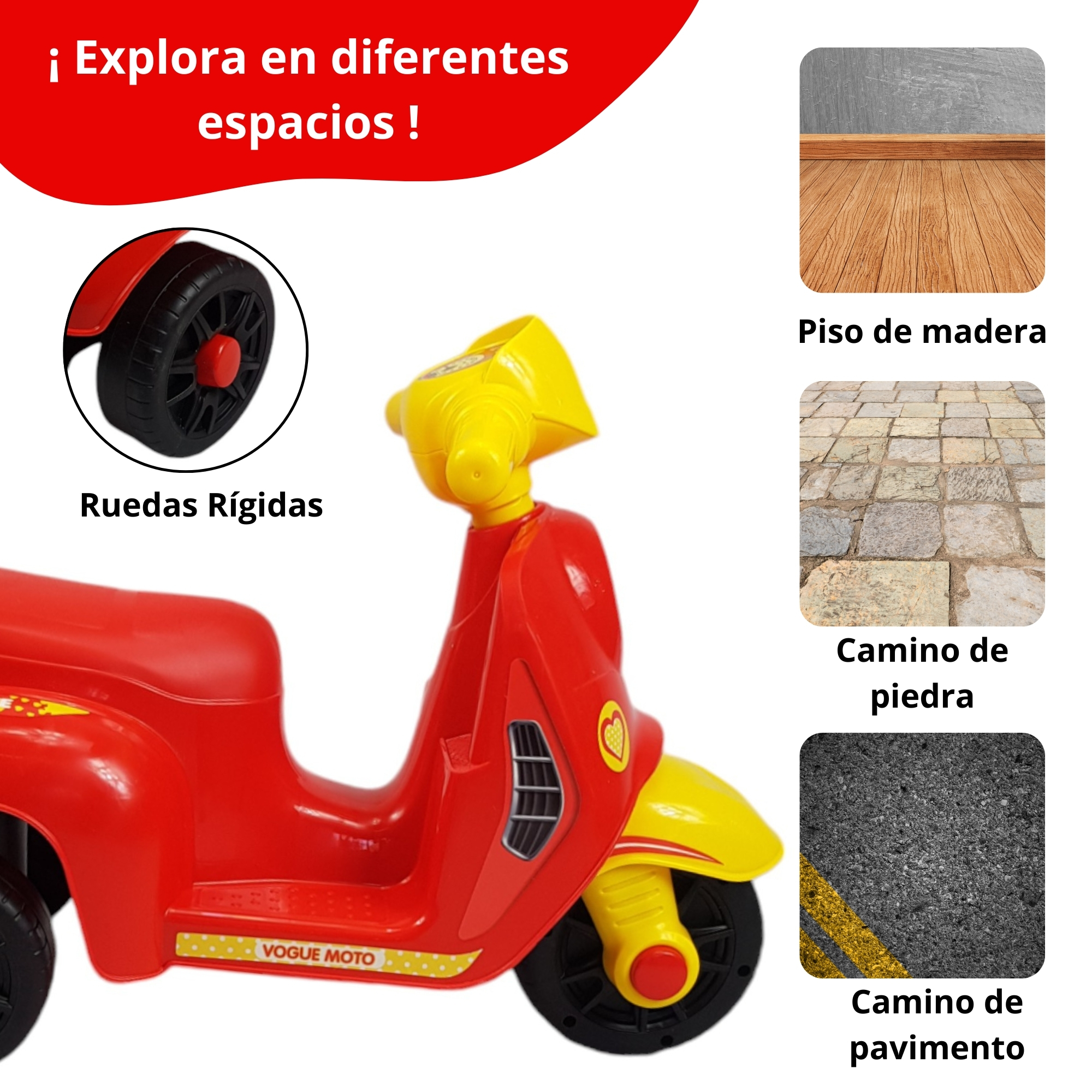 Montable Correpasillos para Niños Juguete de Equilibrio Moto  - Rojo.