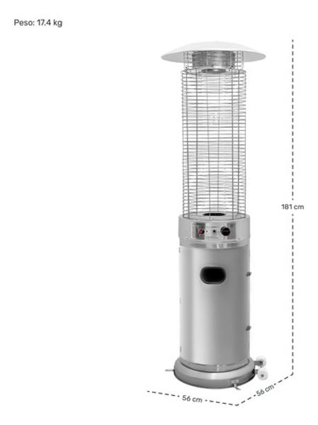 Calefactor Patio Exterior Calenton Torre Gas Lp 1.8m