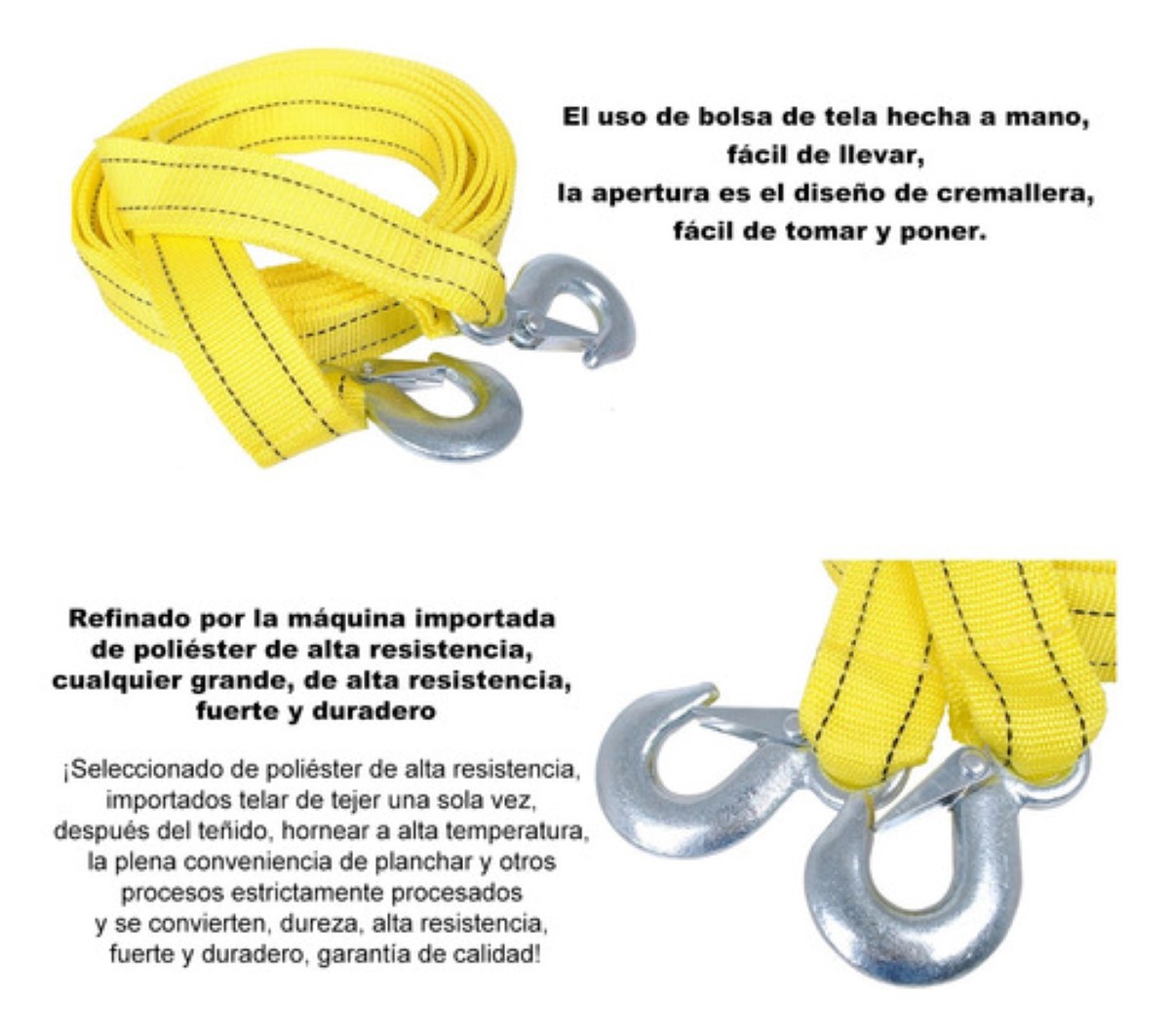 Cuerda Remolque Olécranon Doble Capa Espesada Correa 4m/5t amarillo