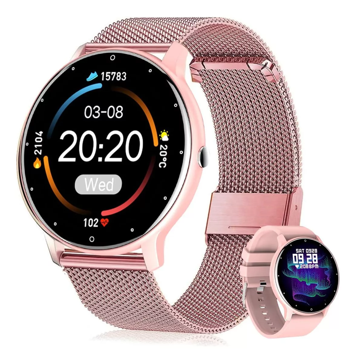 Smartwatch Para Mujer Anfei Reloj Inteligente Deportivo Rosa Claro Rosa Pálido