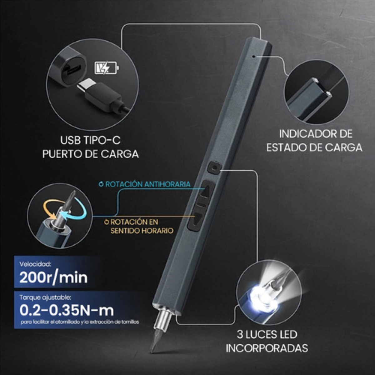 Juego De Desarmadores Precisión Eléctrico Mini Celular negro