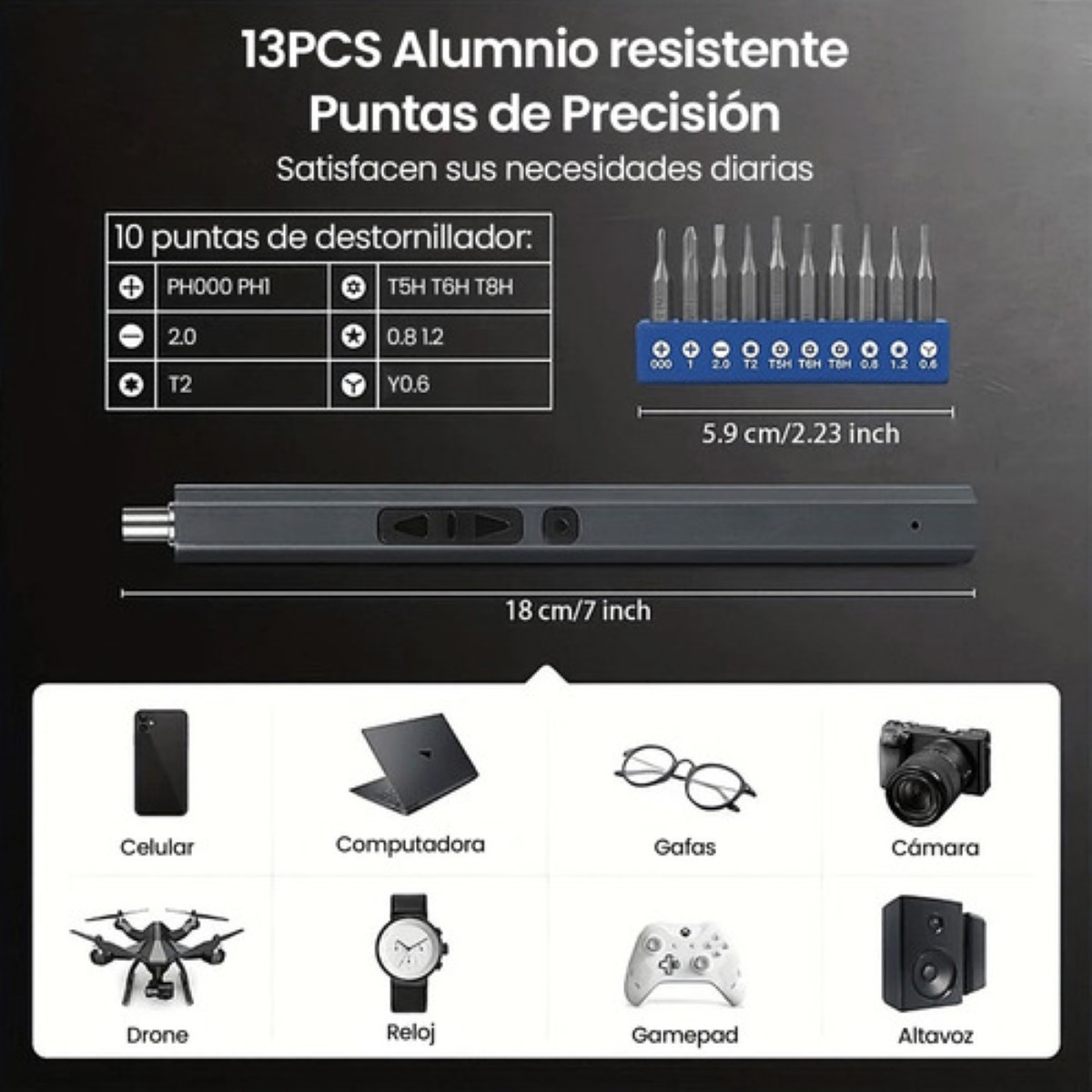 Juego De Desarmadores Precisión Eléctrico Mini Celular negro
