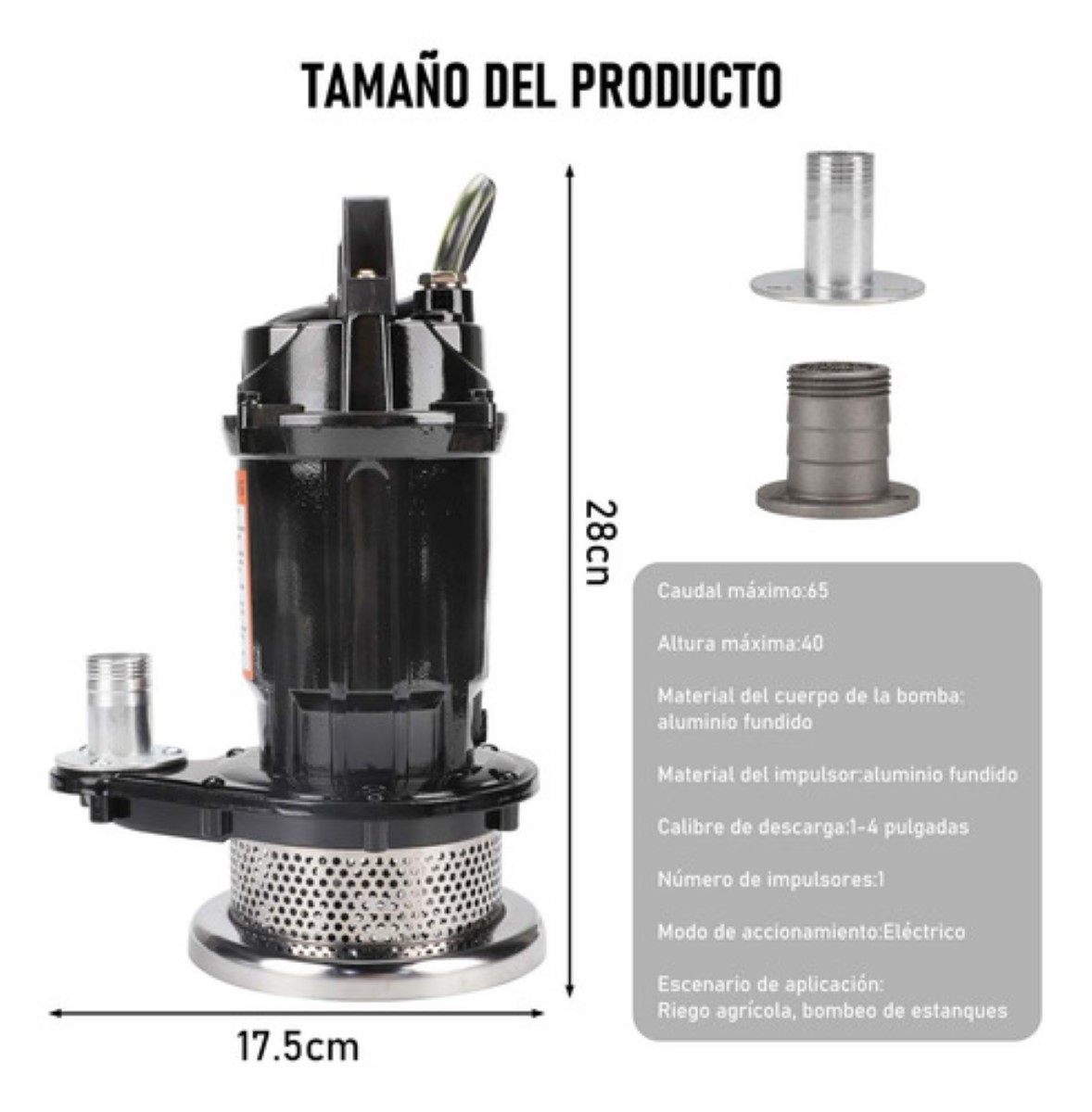 Bomba Sumergible Metálica 1/2 Hp Para Agua Limpia/sucia 110v negro