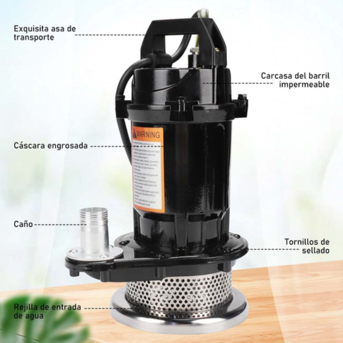 Bomba Sumergible Metálica 1/2 Hp Para Agua Limpia/sucia 110v negro