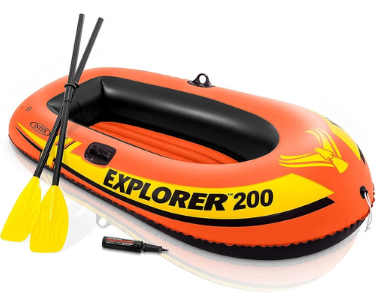 Lancha Hinchable Con Remos Y Bomba 2 Personas naranja negro