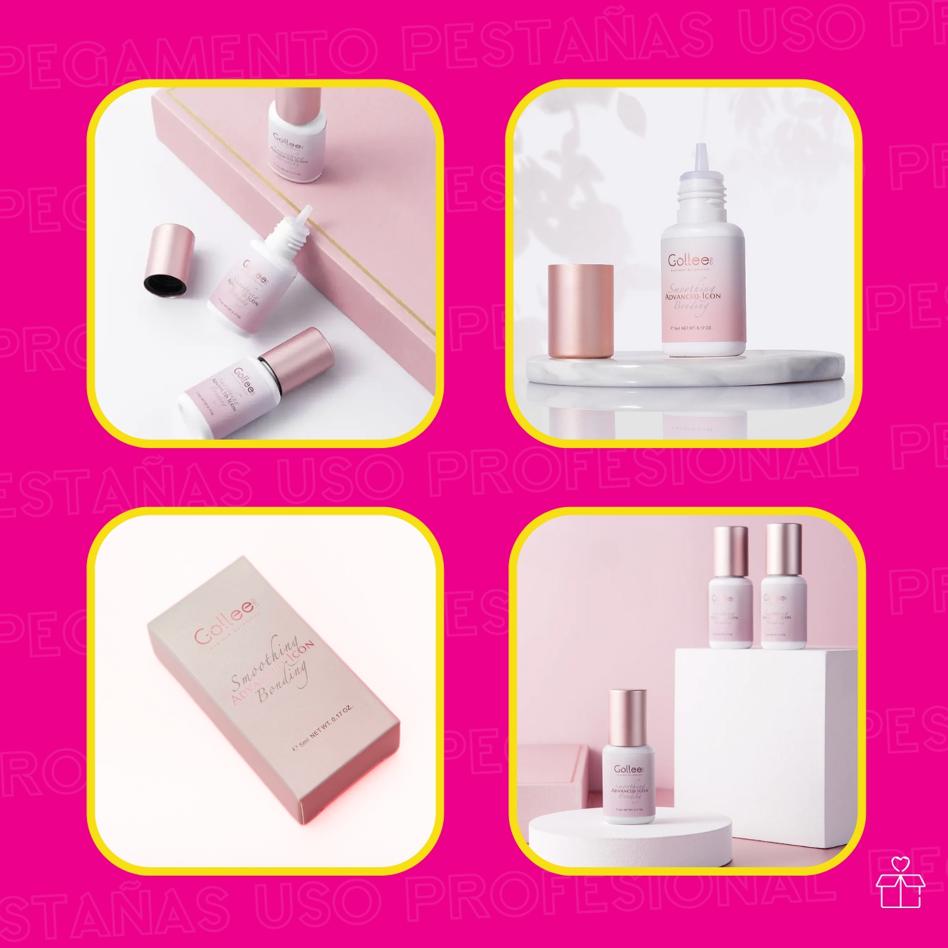 Adhesivo Extensiones De Pestañas Pink Clear Bonding Gollee Color Rosa transparente