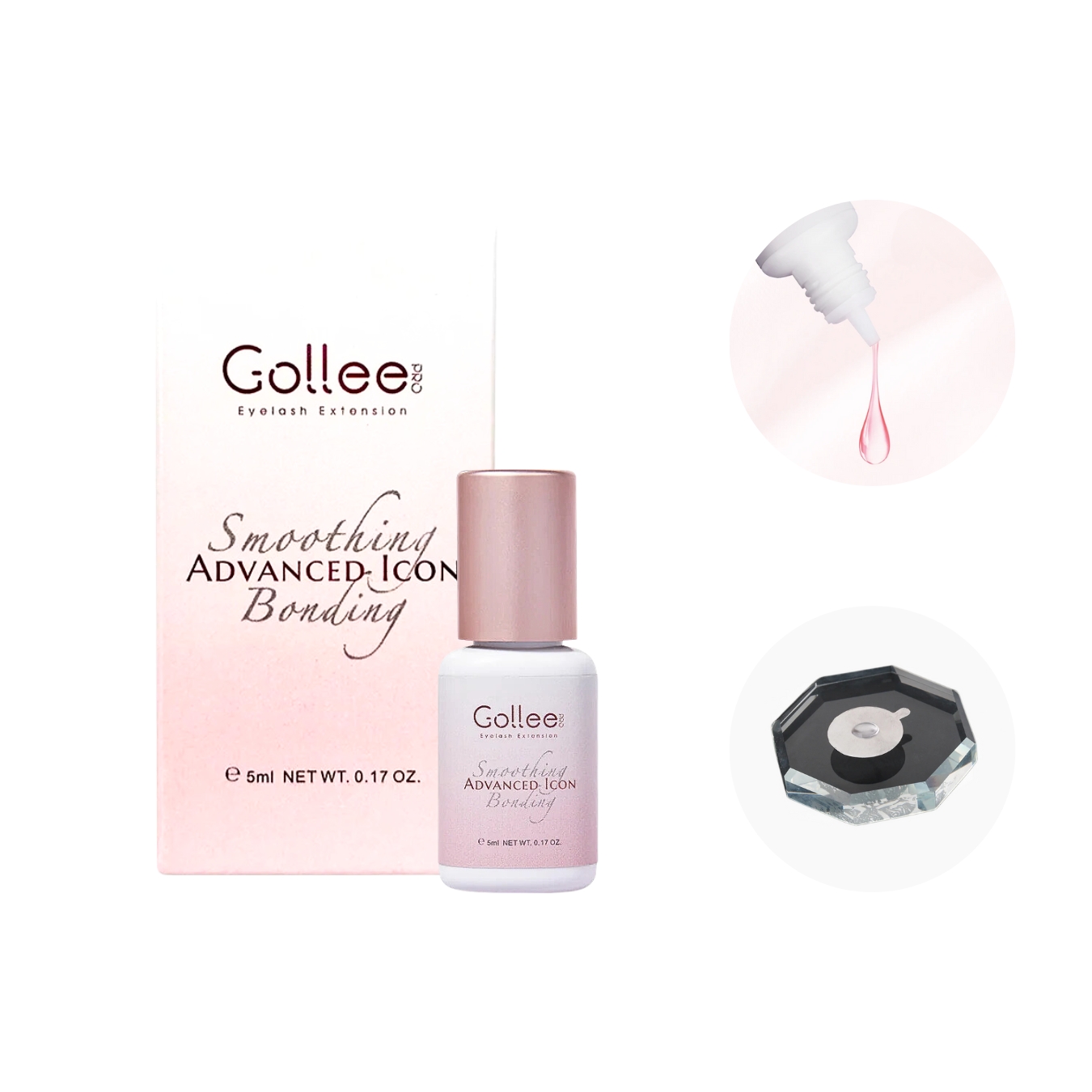 Adhesivo Extensiones De Pestañas Pink Clear Bonding Gollee Color Rosa transparente