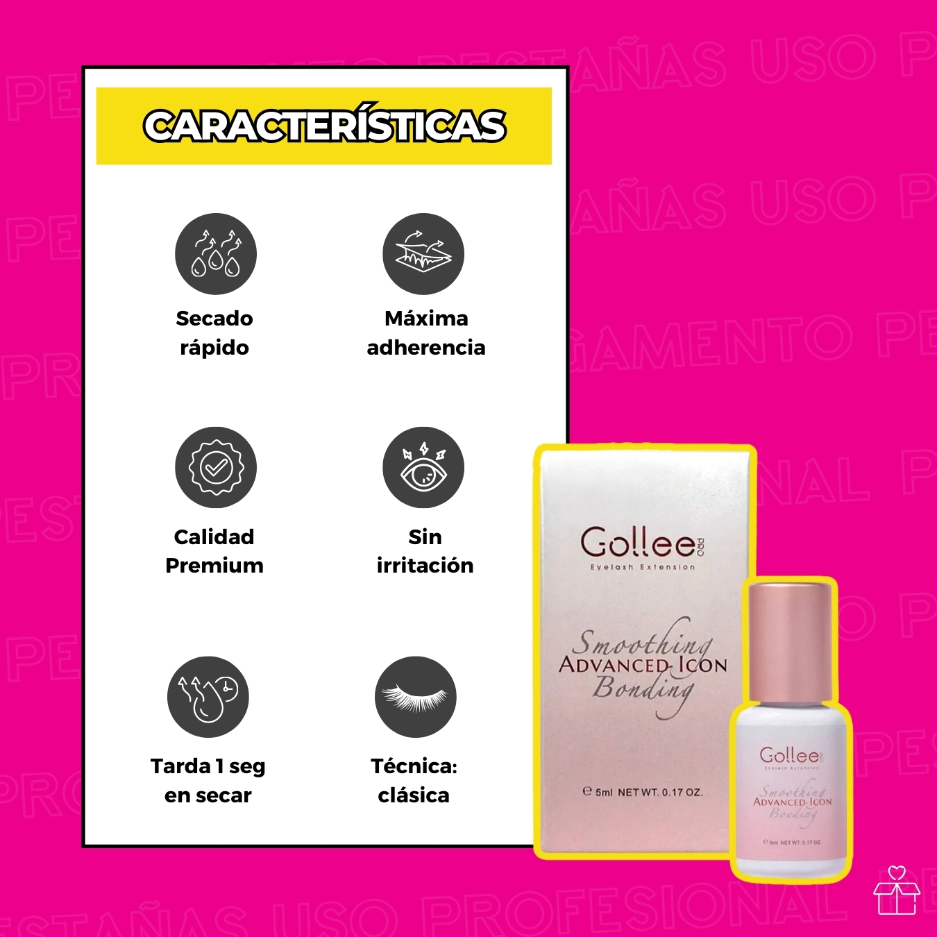 Adhesivo Extensiones De Pestañas Pink Clear Bonding Gollee Color Rosa transparente