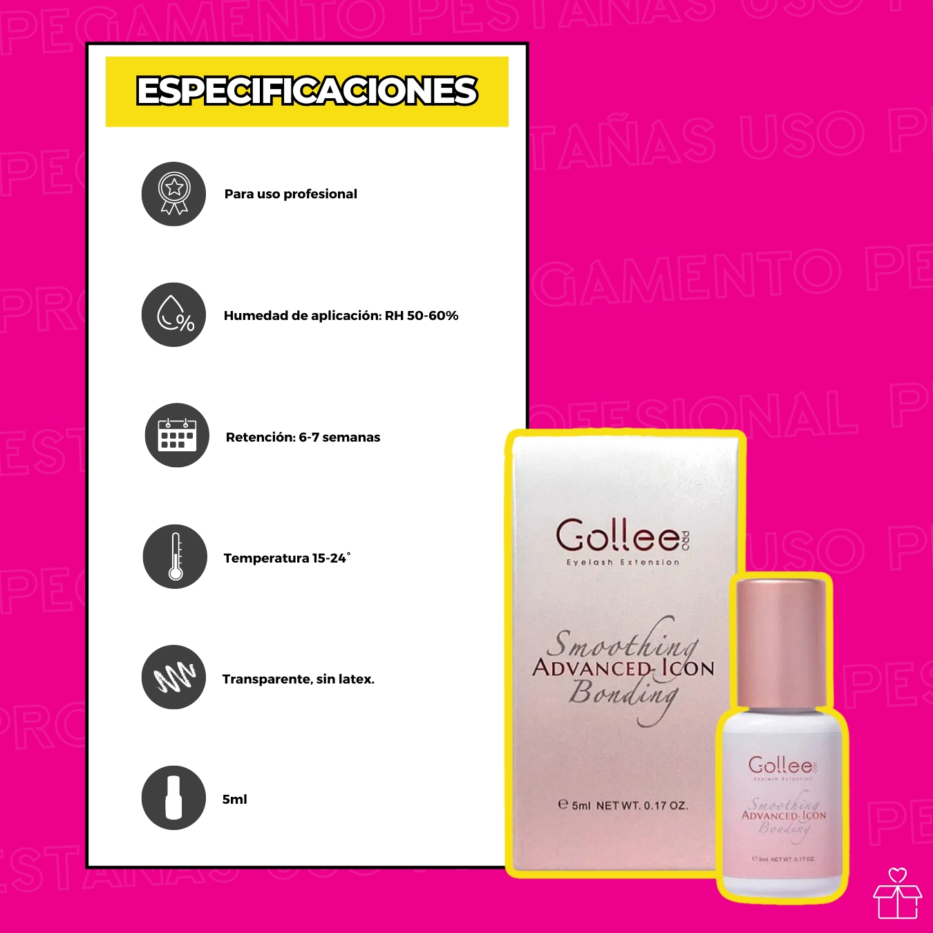 Adhesivo Extensiones De Pestañas Pink Clear Bonding Gollee Color Rosa transparente