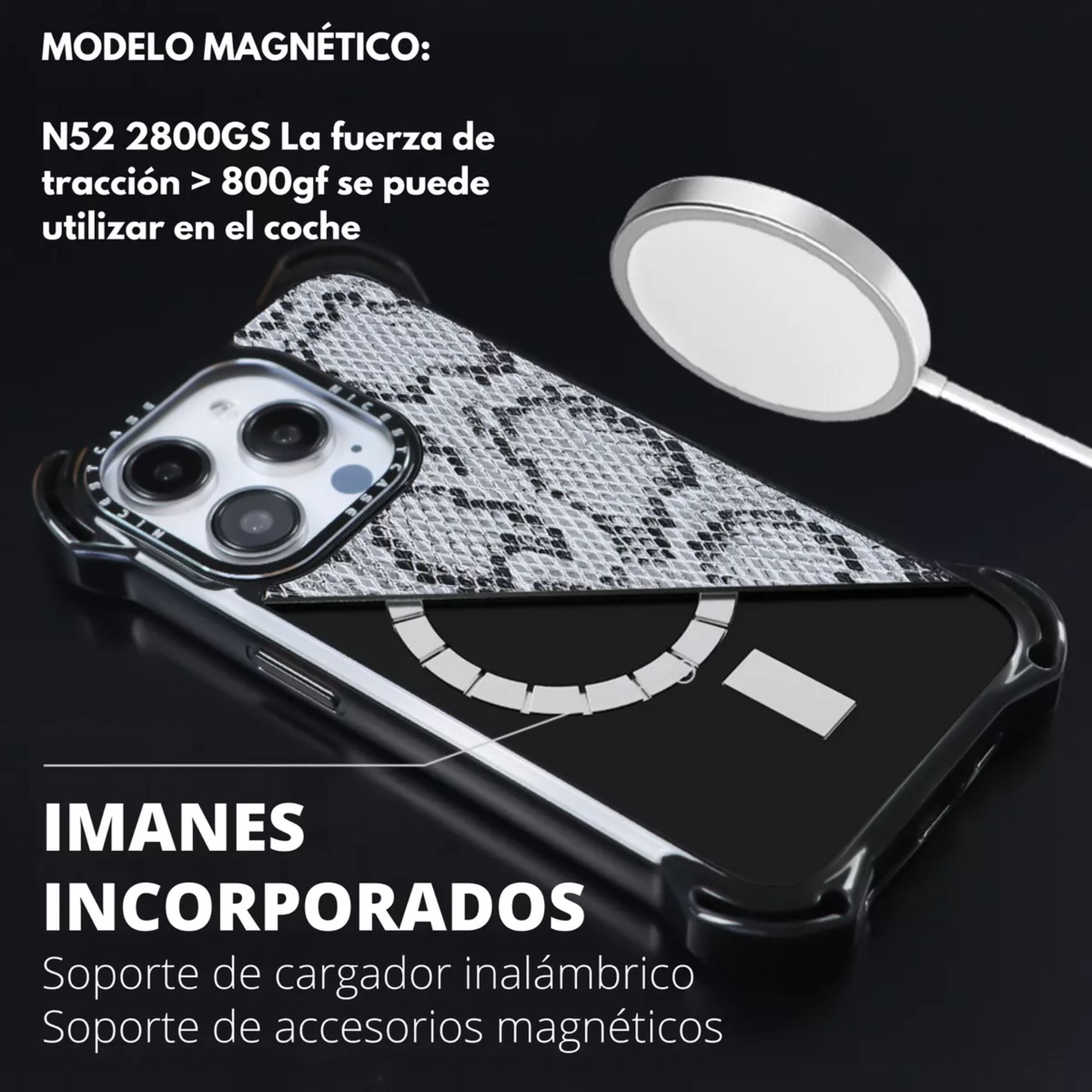 Funda Uso Rudo Para iPhone Magsafe Ultra Bounce Animal Print Protector para Iphone 14 plus/15 plus / Piton