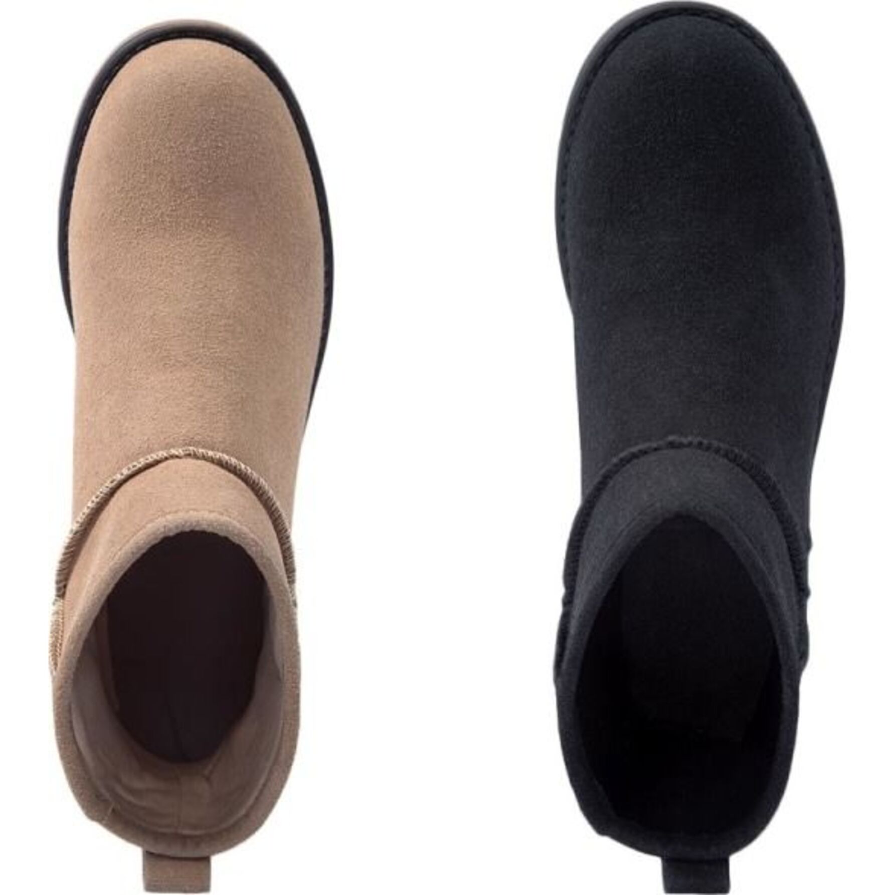 Kit de 2 pares de botas de mujer, tipo botín, acabado ante, de piso, colores negro y beige, marca PBPS 1149416