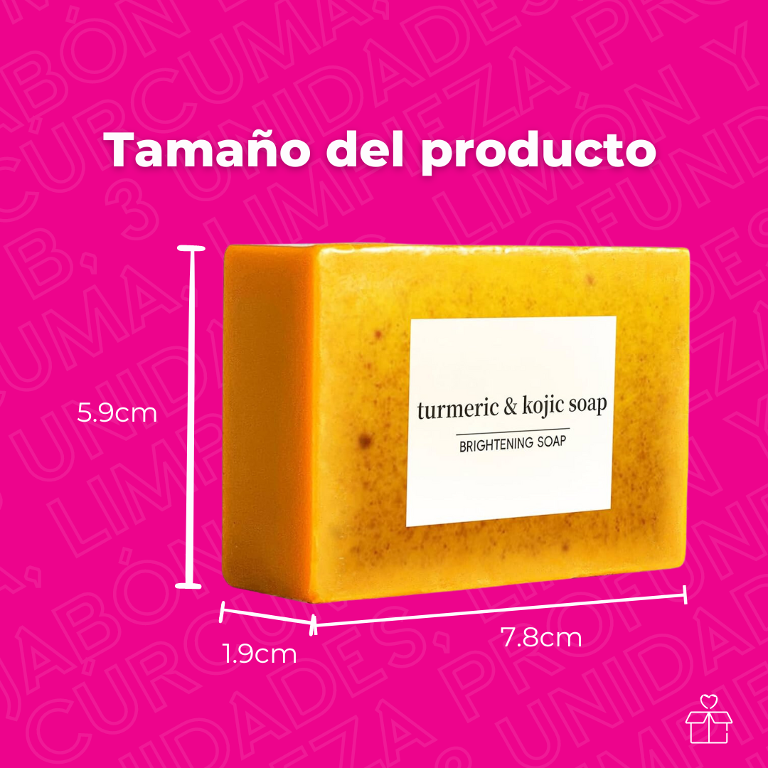 Jabón Cúrcuma Y Limón 3 Unidades Limpieza Profunda En Barra