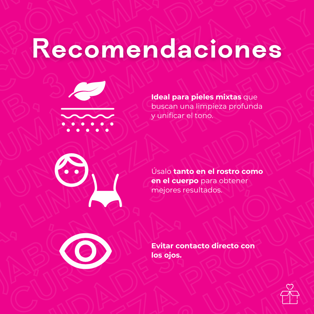 Jabón Cúrcuma Y Limón 3 Unidades Limpieza Profunda En Barra