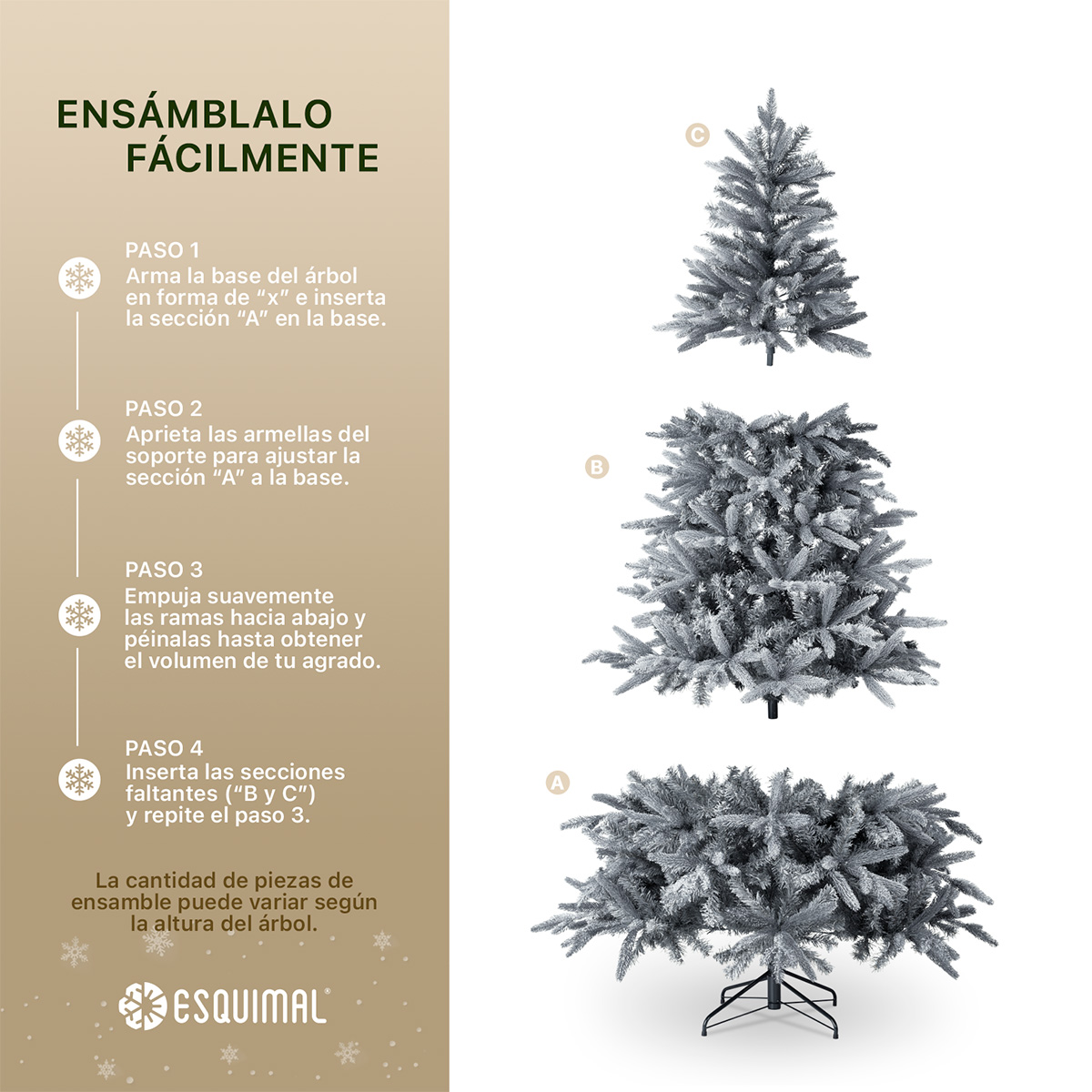 Árbol de Navidad Nevado Frondoso 2.2m. Pino Navideño con Nieve Artificial Gris para Esquimal