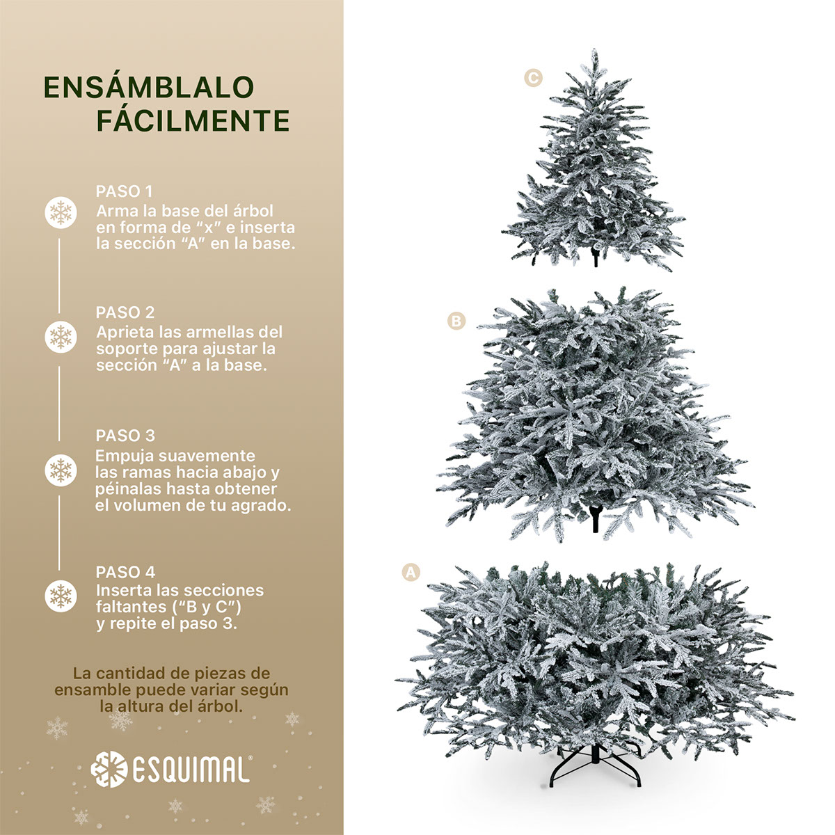 Árbol de Navidad Nevado Pino Navideño 2.2m 1300 Ramas - Verde Para ESQUIMAL