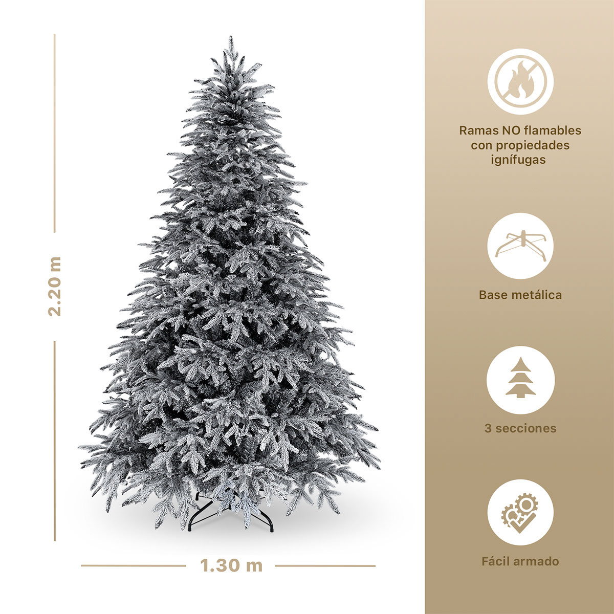 Árbol de Navidad Nevado Pino Navideño 2.2 m 1300 Ramas – Negro Para ESQUIMAL