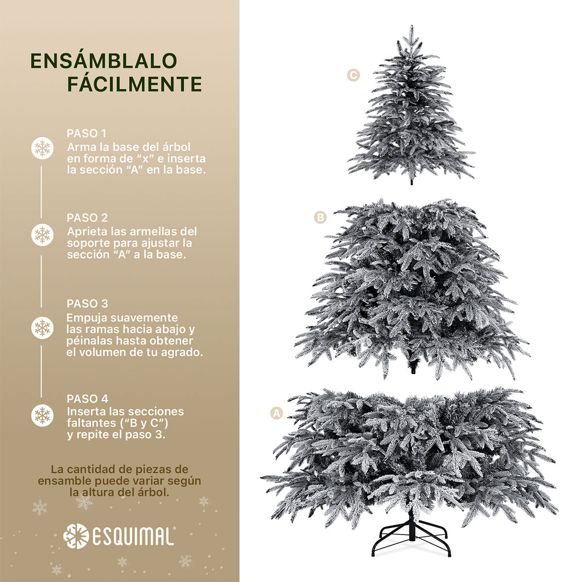 Árbol de Navidad Nevado Pino Navideño 2.2 m 1300 Ramas – Negro Para ESQUIMAL