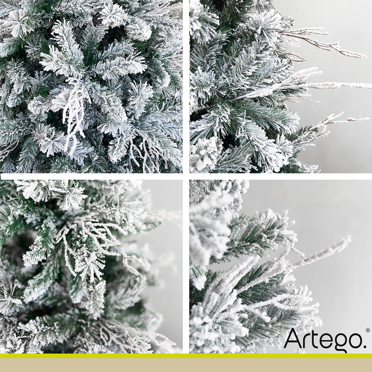 Árbol de Navidad Nevado Premium *Ramas Secas* Norway Spruce  Maleta Christmas Tree 2.8m Decoración navideña Flocked Snow Artego