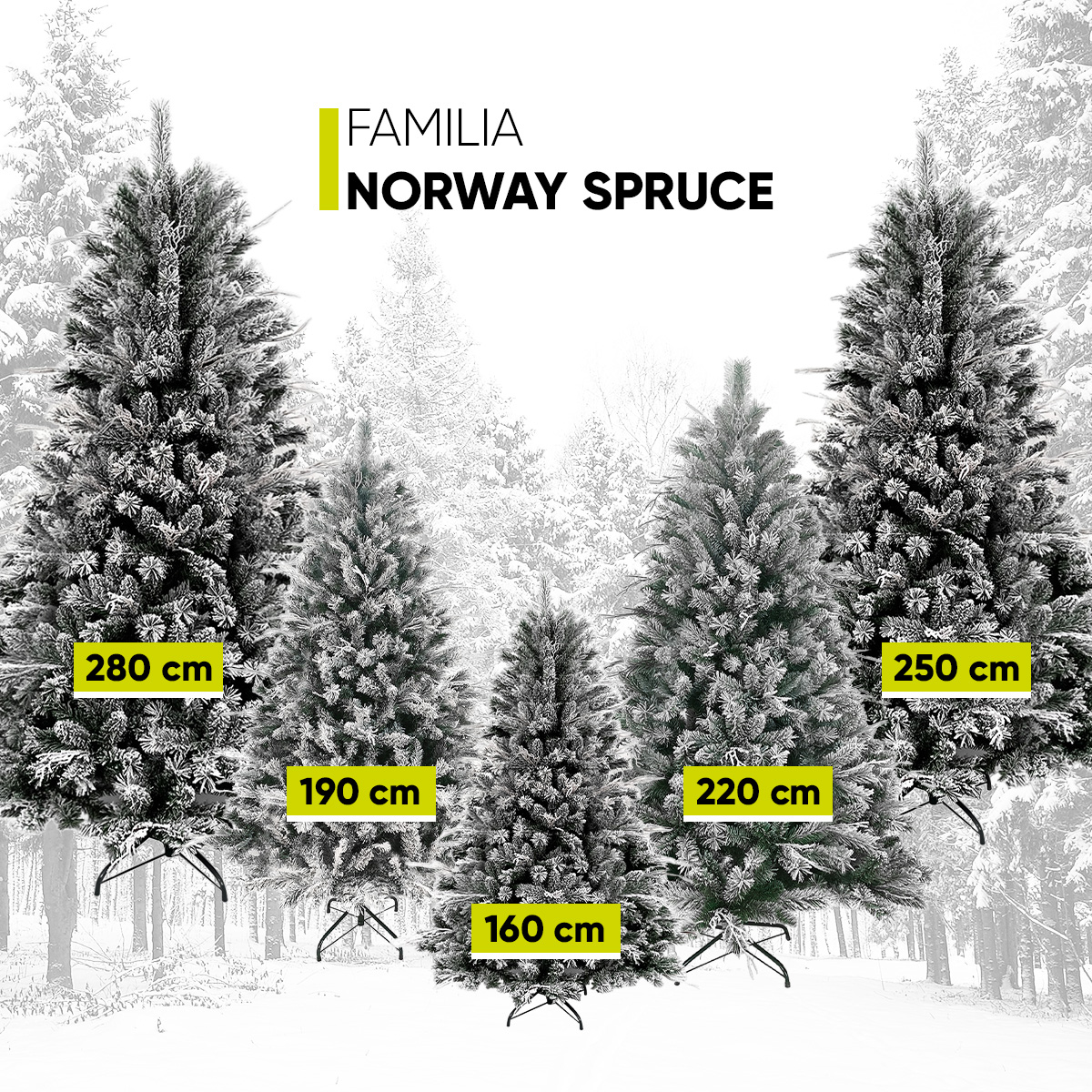 Árbol de Navidad Nevado Premium *Ramas Secas* Norway Spruce  Maleta Christmas Tree 2.8m Decoración navideña Flocked Snow Artego