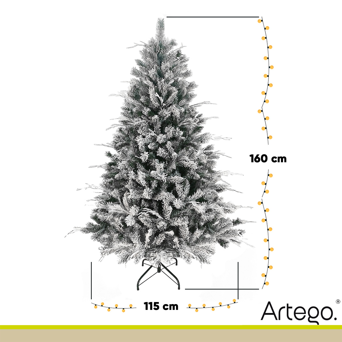 Árbol de Navidad Nevado Premium *Ramas Secas* Norway Spruce Maleta Christmas Tree 1.6m Decoración navideña Artego
