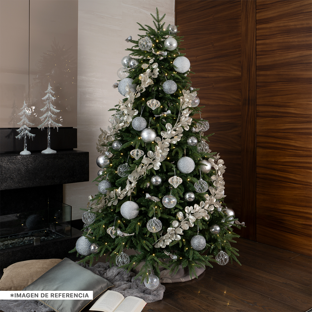 Árbol de Navidad con Luz LED 2.5m. Pino Navideño 1650 Ramas Preiluminado - Verde para ESQUIMAL