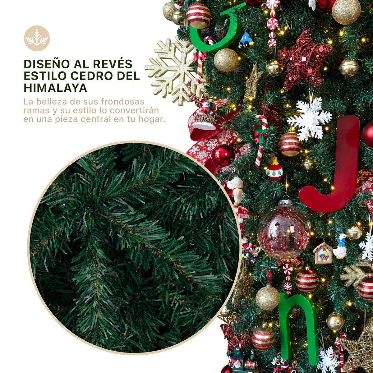 Árbol de Navidad Invertido Pino Navideño de 2.2m - Verde Para ESQUIMAL