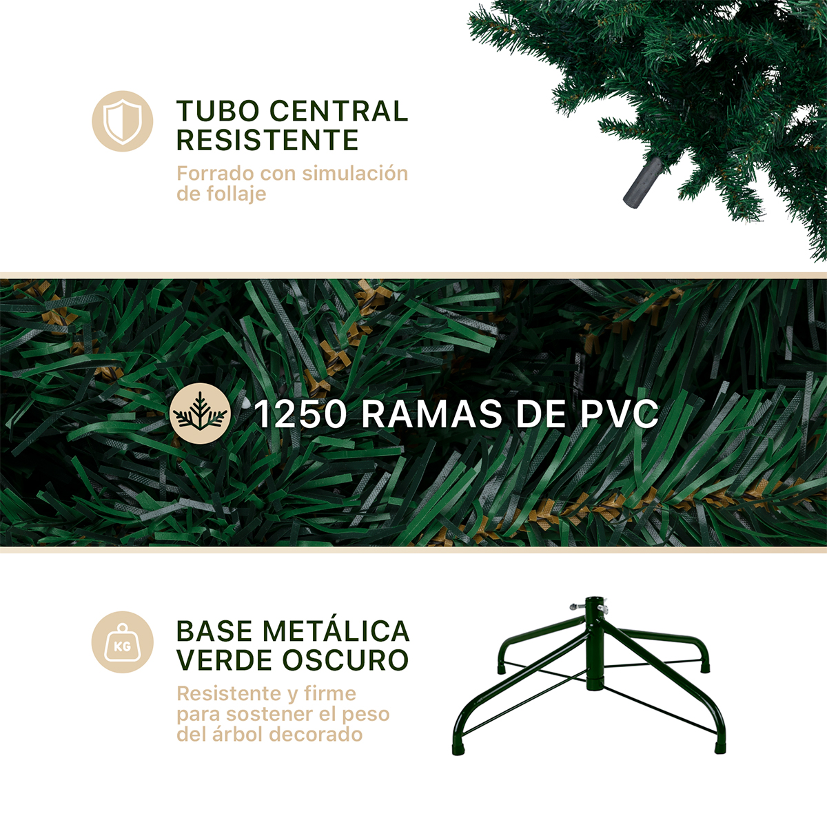 Árbol de Navidad Invertido Pino Navideño de 2.2m - Verde Para ESQUIMAL