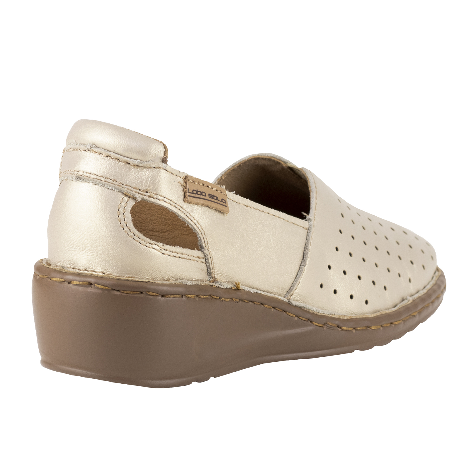 Mocasines Mujer Slip On Lobo Solo 4848 Platino Ancho Confort